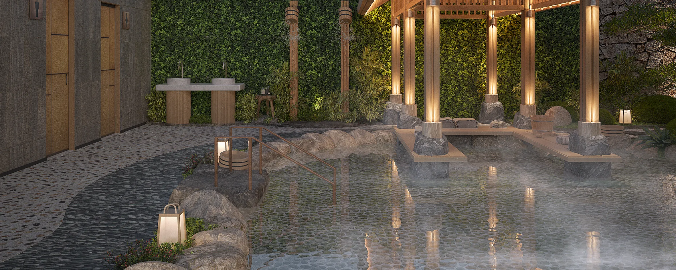 Onsen clubhouse & Yamaki park